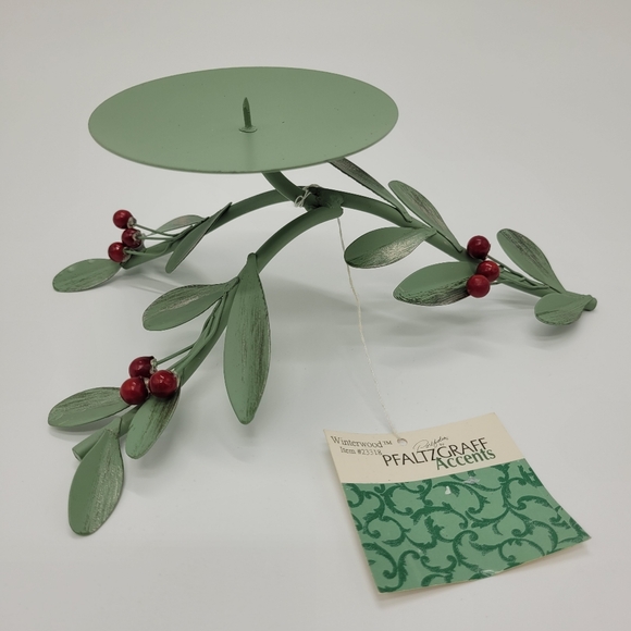 Pfaltzgraff Winterwood Pillar Branch Candle Holder Red Berries Metal Vintage NEW - Picture 1 of 12